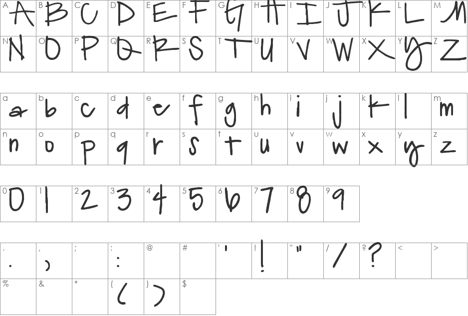 Turtle Club font character map preview