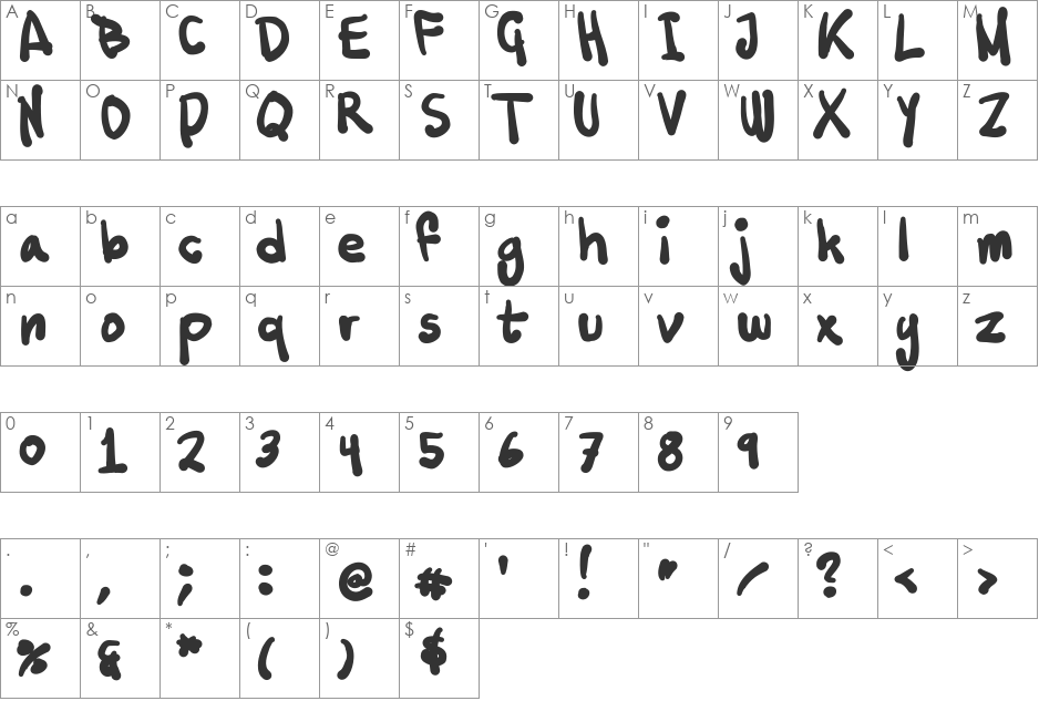 Tusch Touch 2 font character map preview