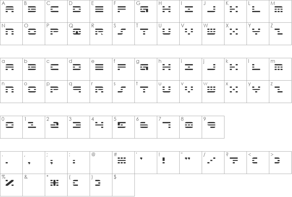 Tv Lines font character map preview