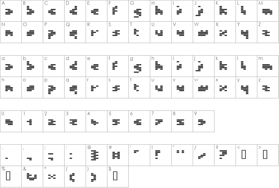 TV27 font character map preview