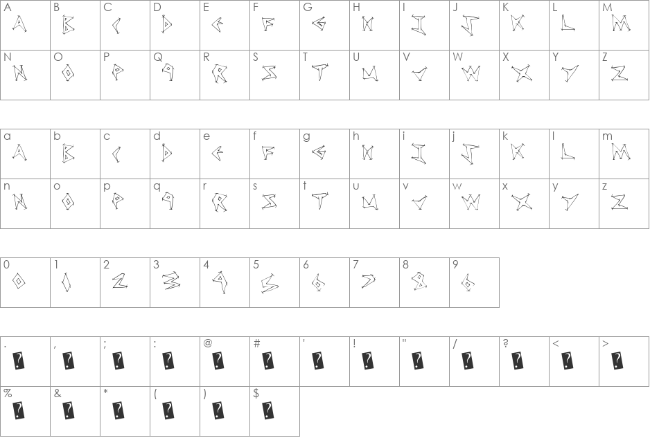TweakDiner font character map preview