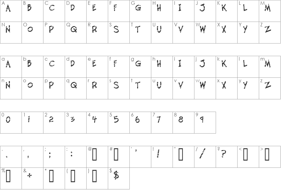 Twelve Ton Sushi font character map preview