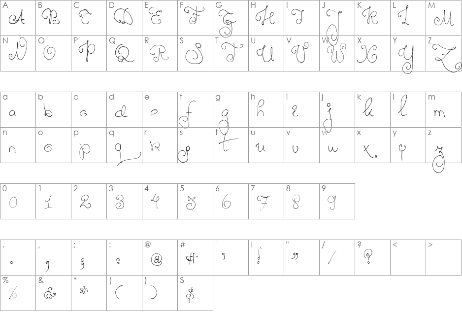 Twelve Weeks Pregnant font character map preview