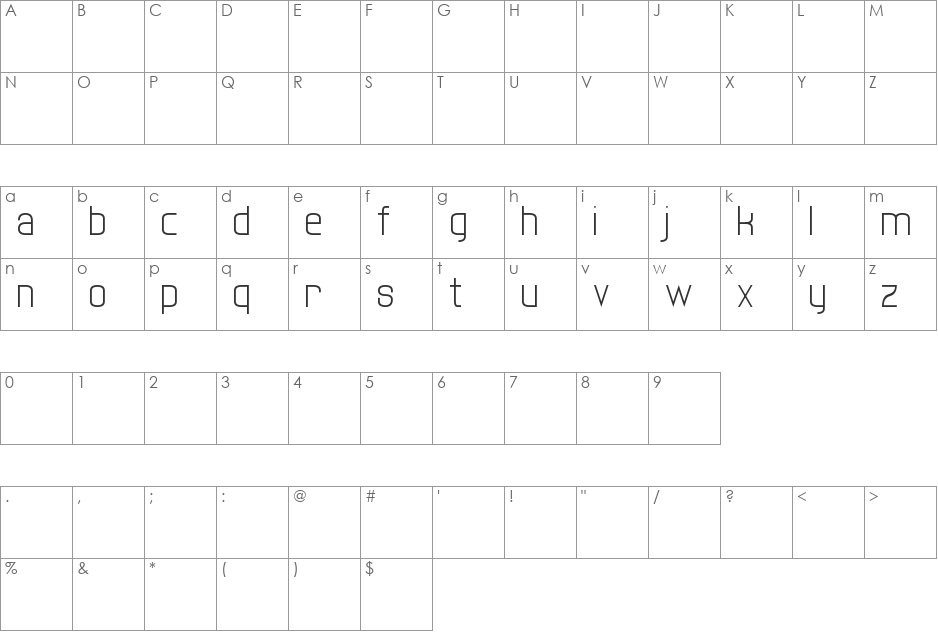 twenty-one font character map preview