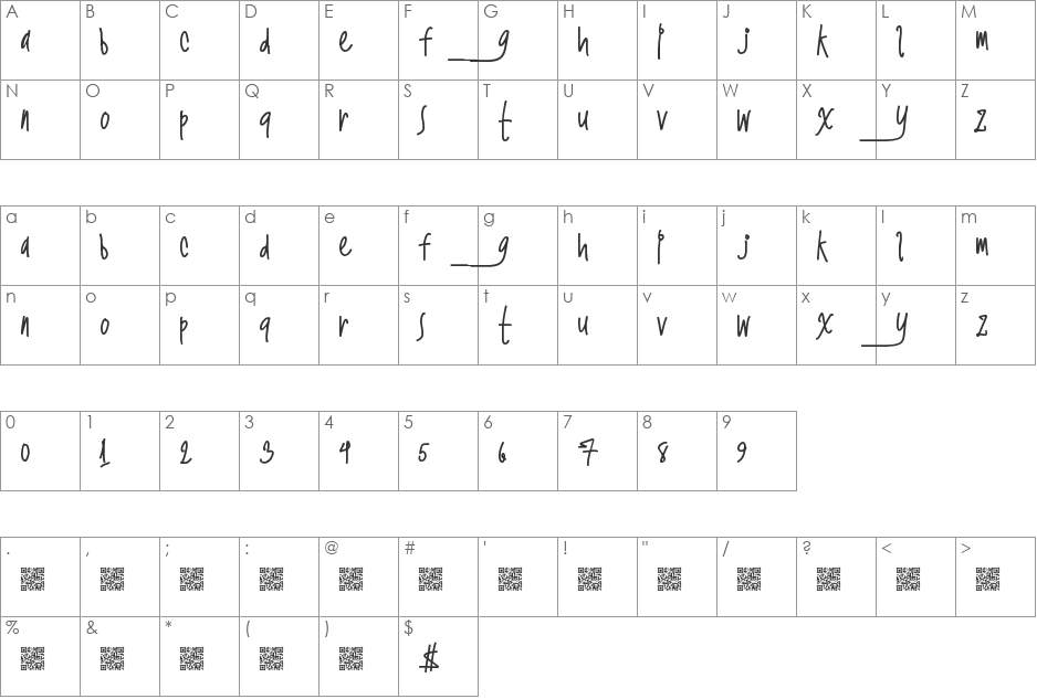 TwerkingNasty font character map preview