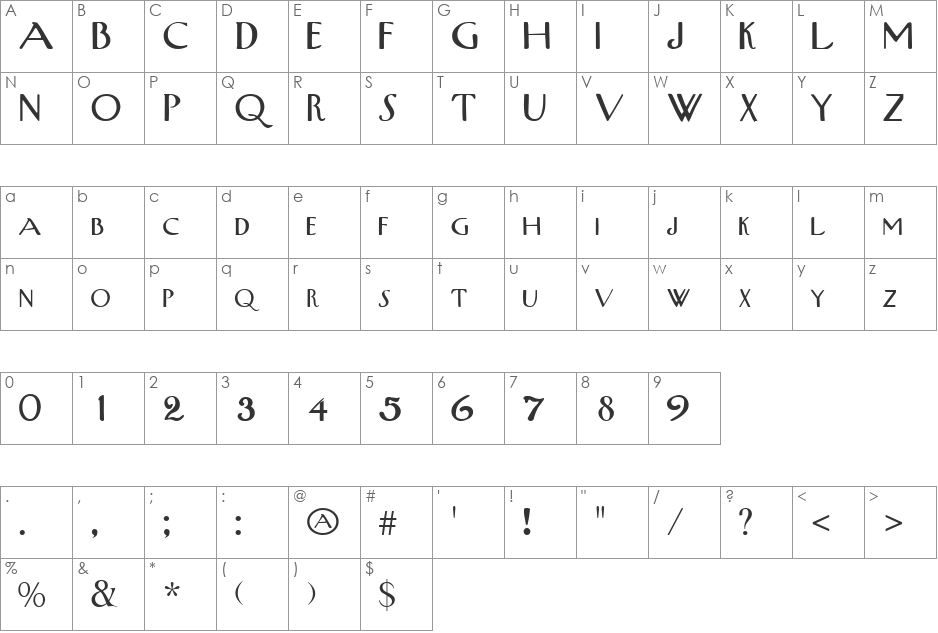 Twice Hard 1 font character map preview