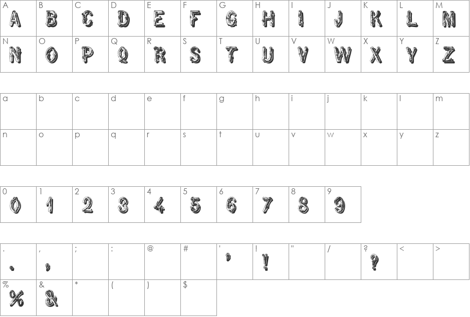 twig font character map preview