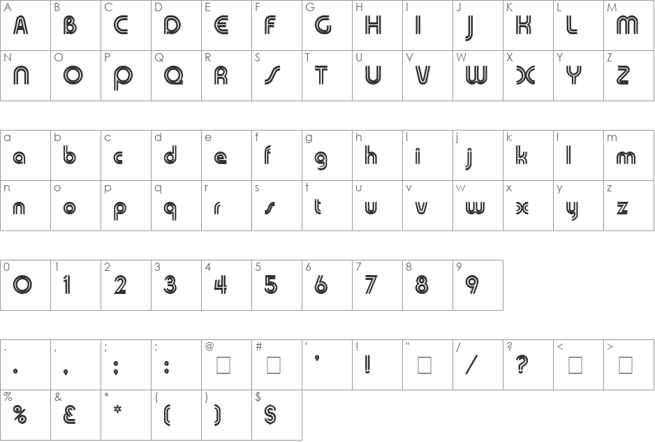 Twinkie Display SSi font character map preview