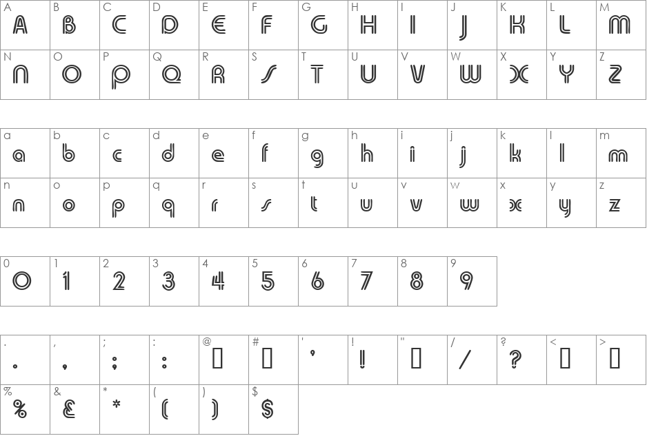 TwinkieDisplaySSi font character map preview