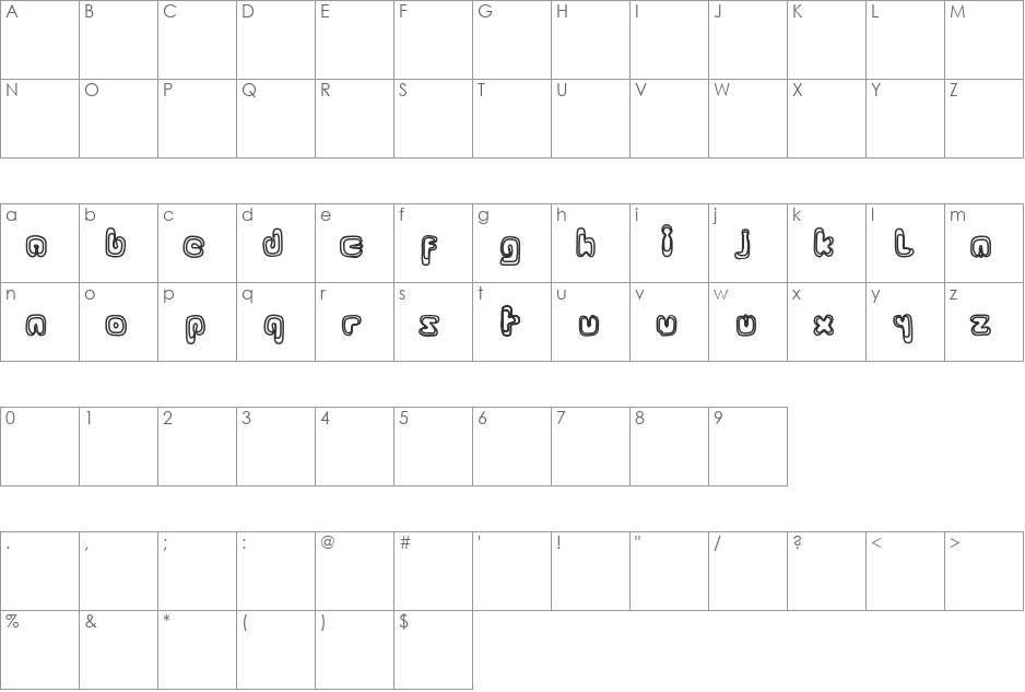 Twist n Curves font character map preview