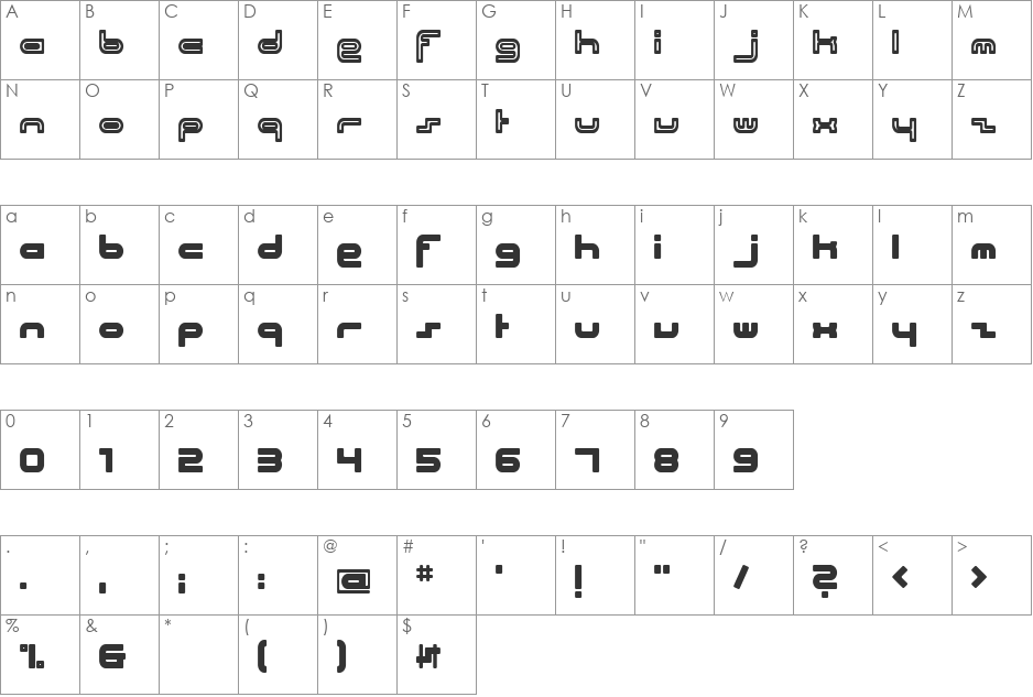 Twisted Pipez font character map preview