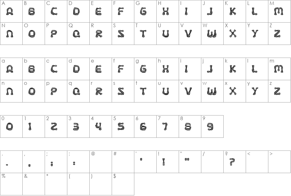 twister font character map preview