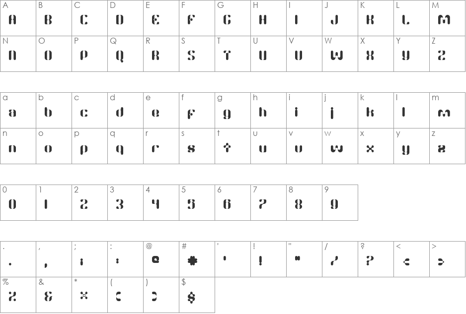Twitch RC font character map preview