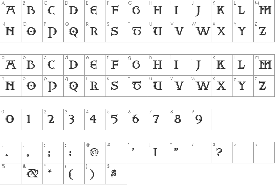 Two For Juan NF font character map preview