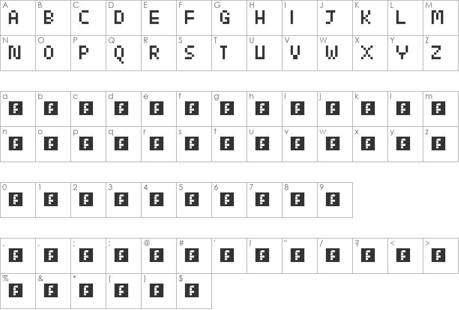 two to one font character map preview