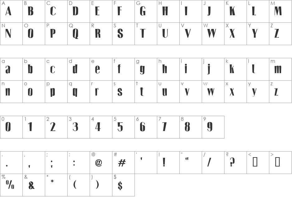 Two Tones font character map preview