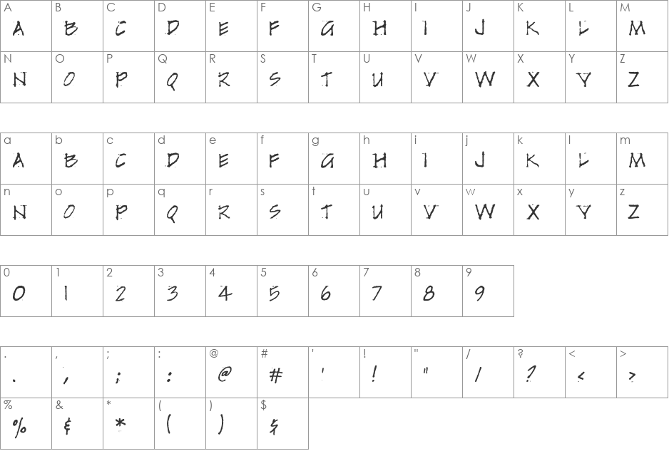 TwoByFour font character map preview
