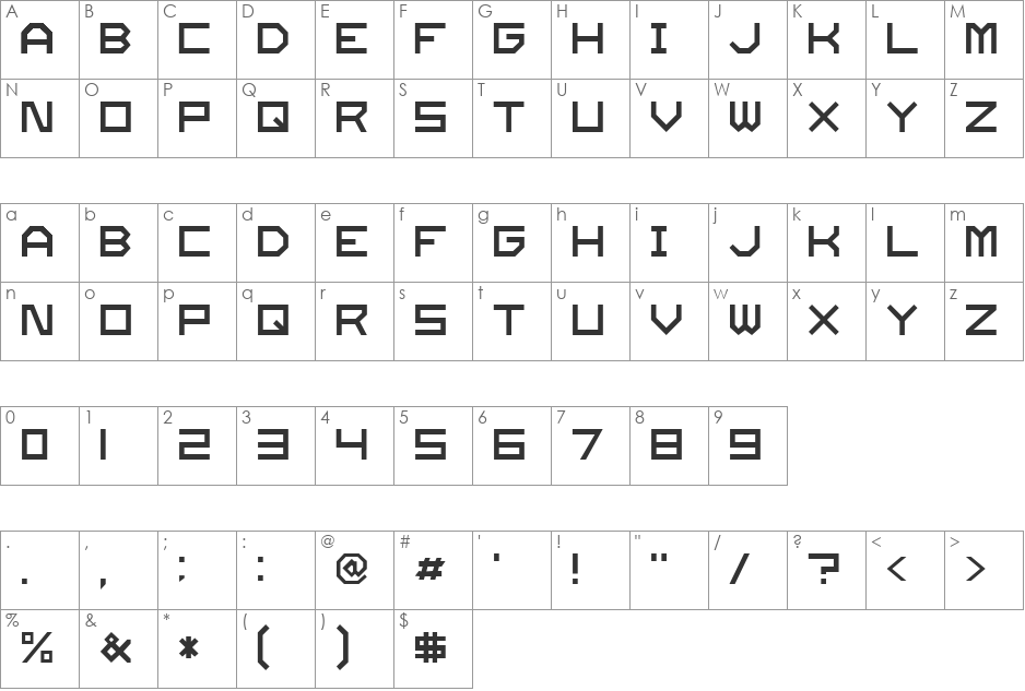 Twode.no font character map preview