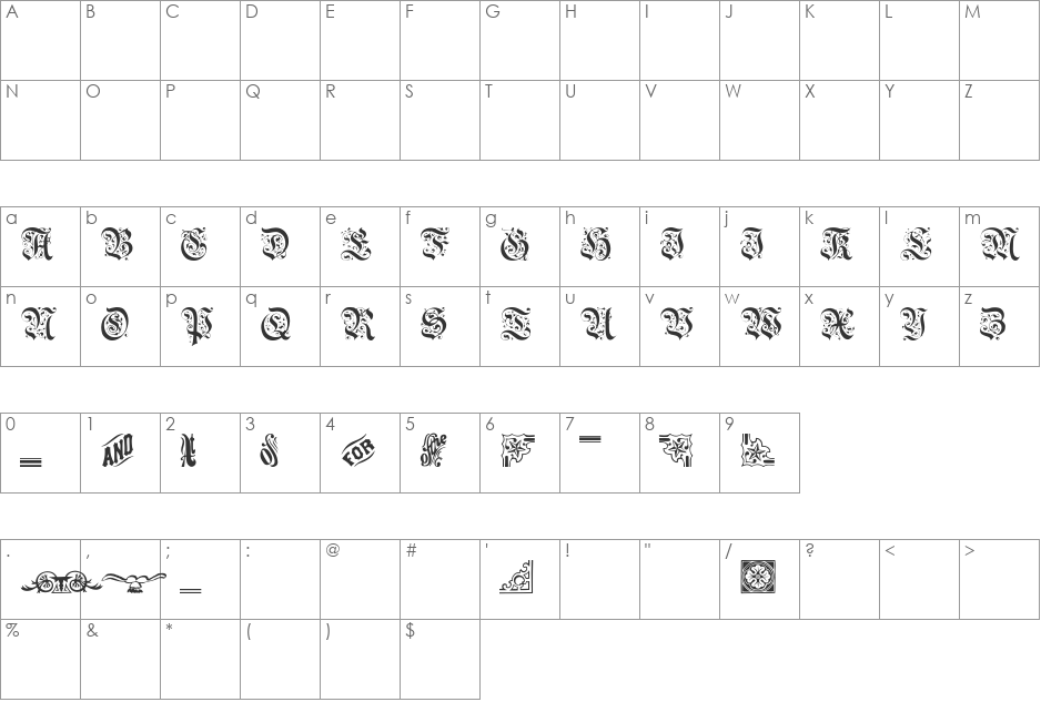 Twogriffin font character map preview