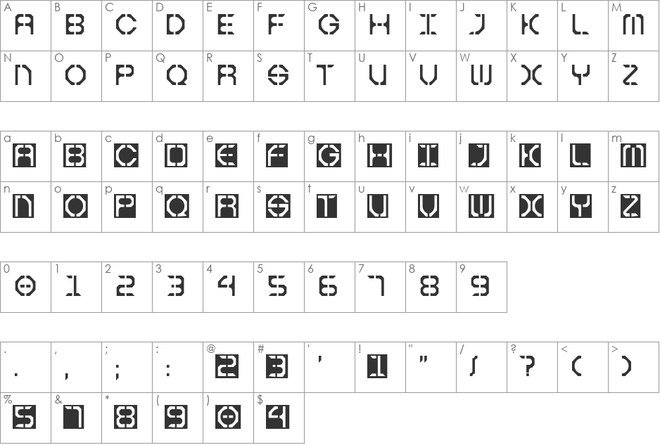 TXFreeFix font character map preview