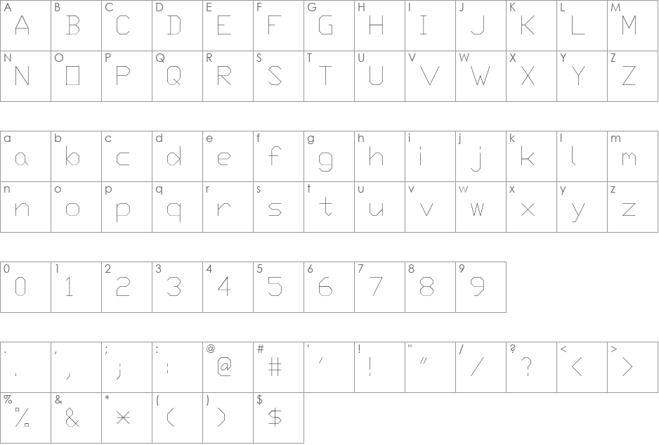 Txt font character map preview