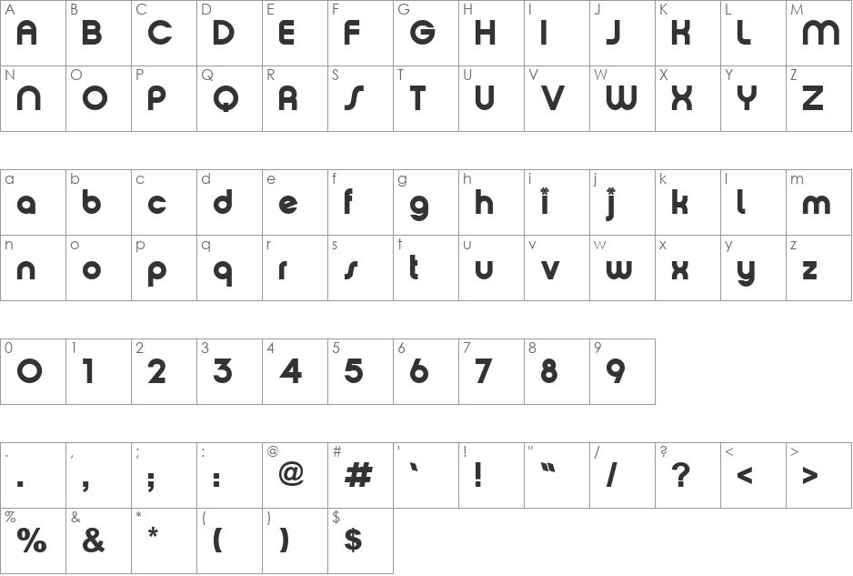 TXT Groovy Smooth font character map preview
