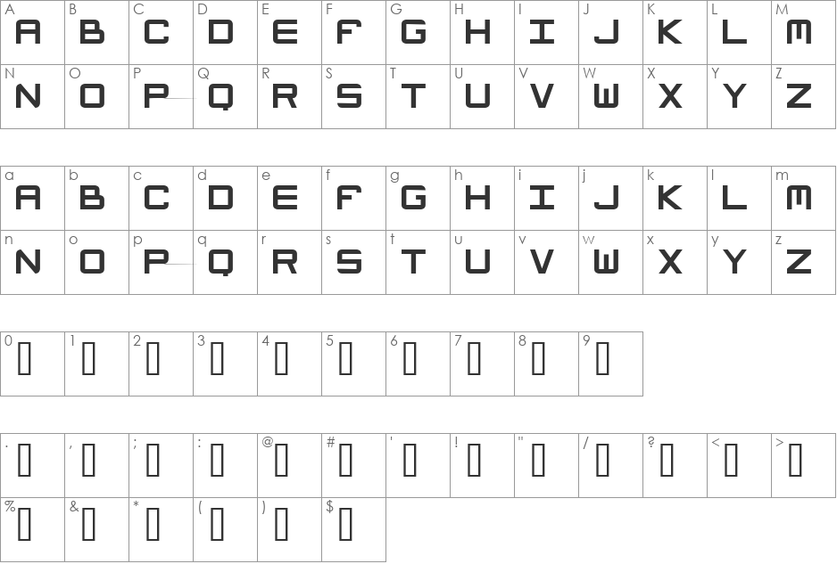 Tycho font character map preview