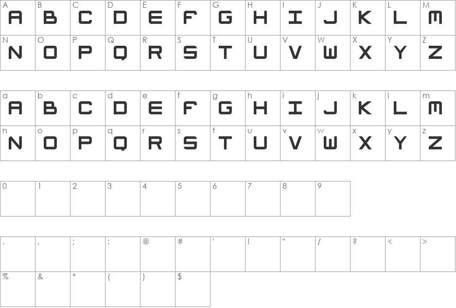 Tycho font character map preview