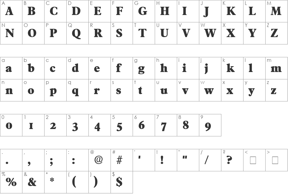 Tympan Display SSi font character map preview