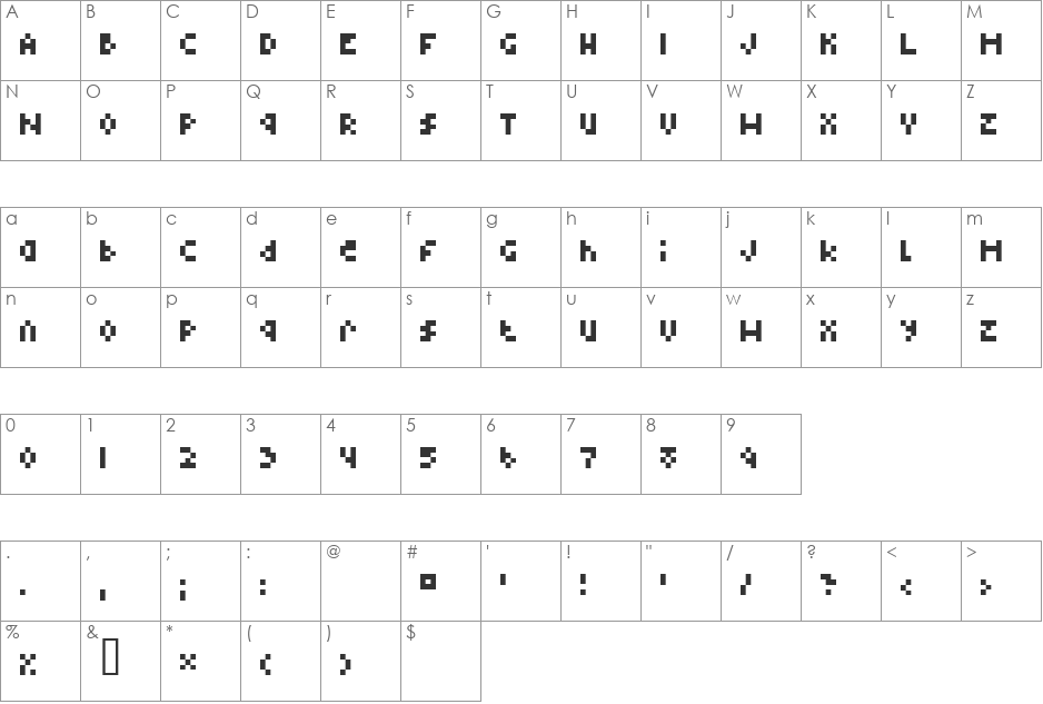 Type Four font character map preview