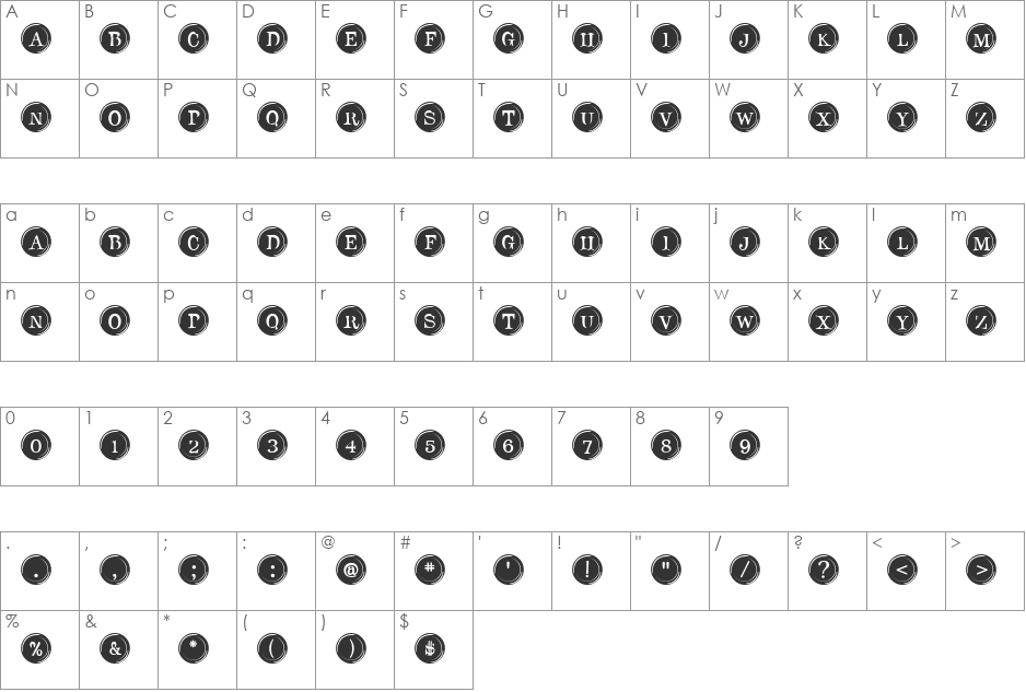 Type Keys Filled font character map preview