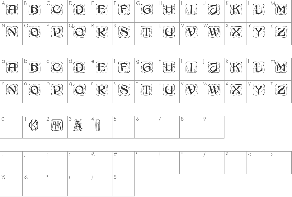 Type Shieild font character map preview