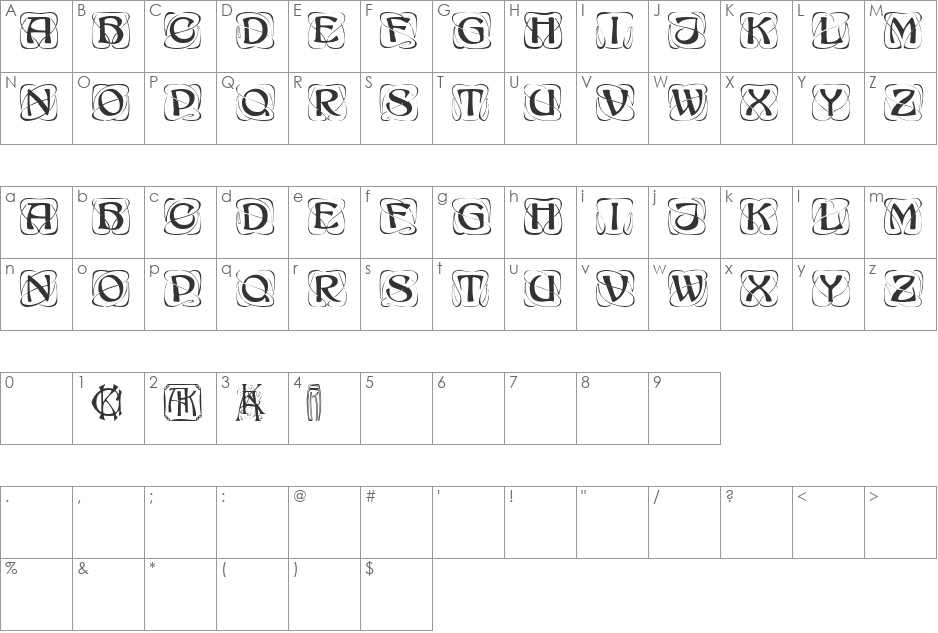 Type Shieild bd font character map preview