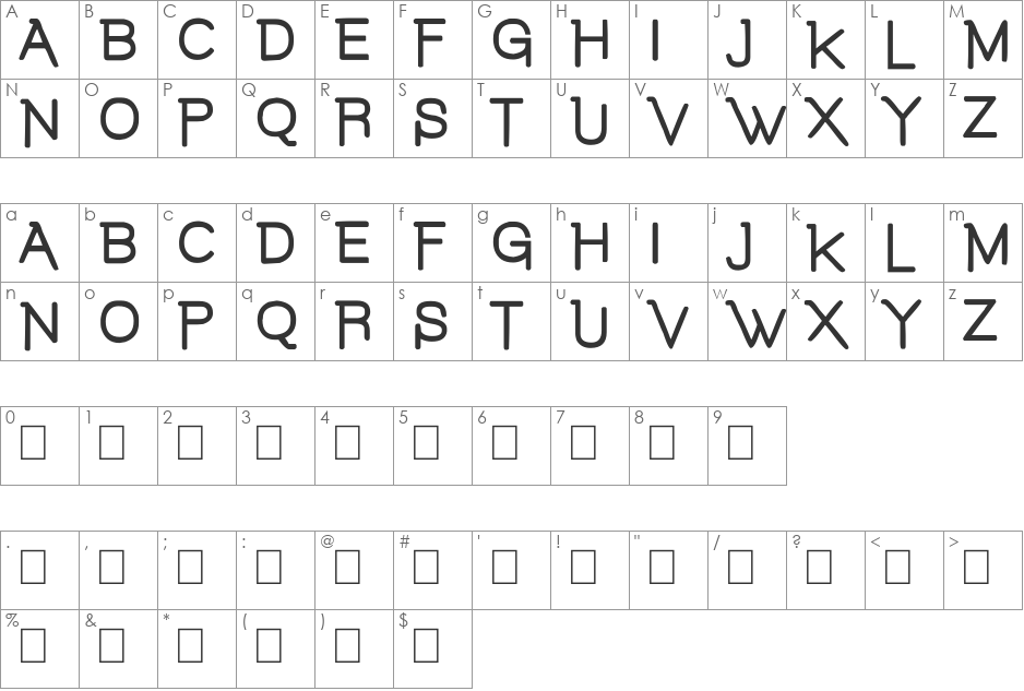 TYPEDRIPPER font character map preview