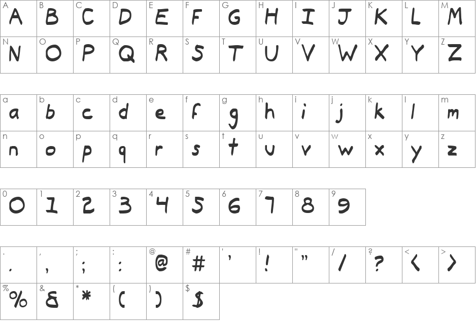 Typeecanoe Light font character map preview