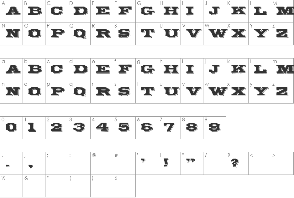 TypeNo10 font character map preview