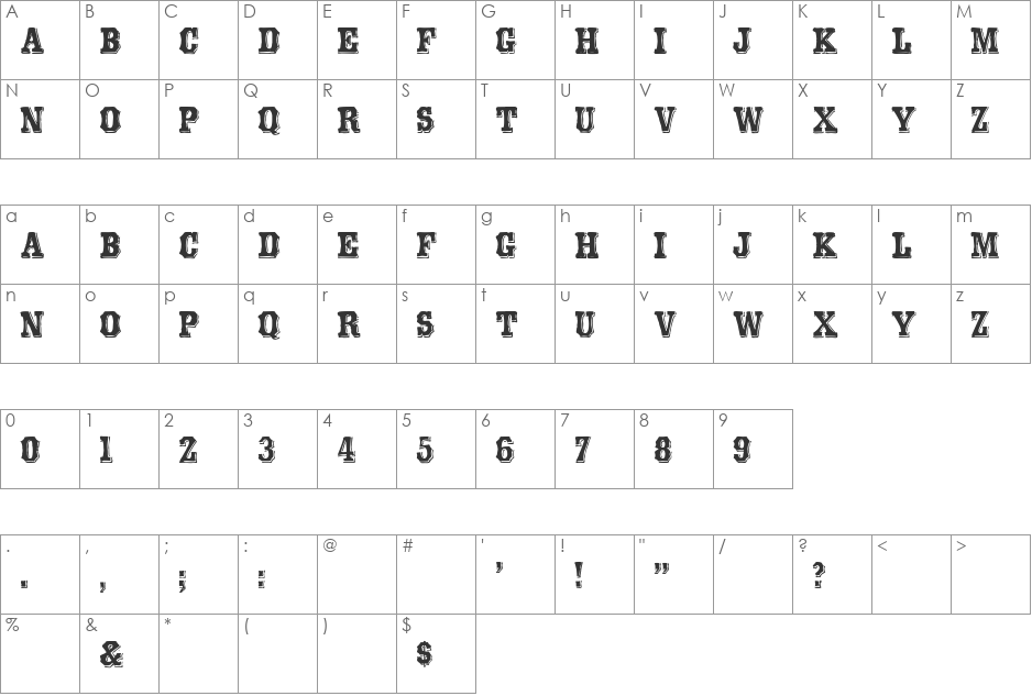 TypeNo11 font character map preview