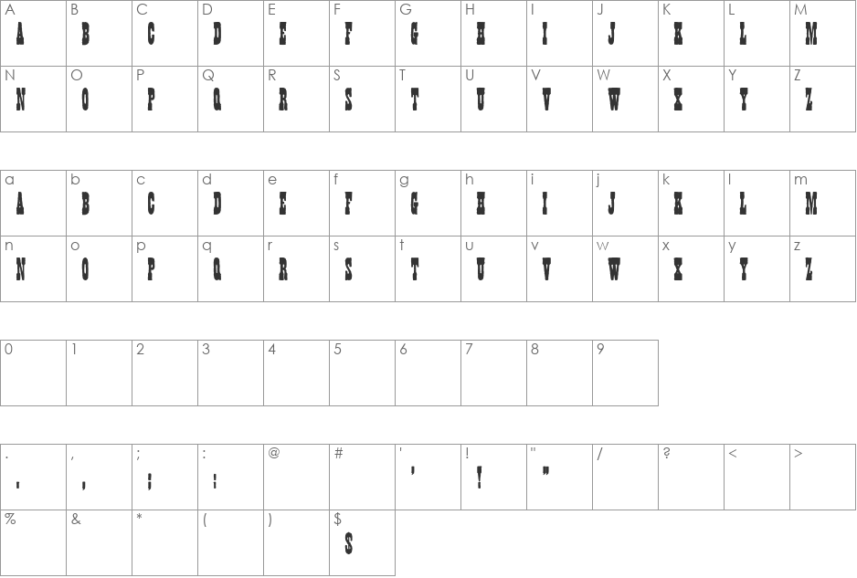 TypeNo14 font character map preview