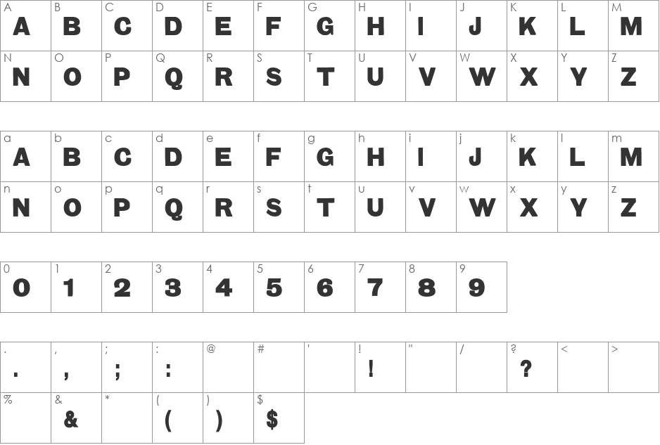 TypeNo4 font character map preview