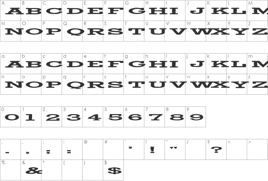 TypeNo6 font character map preview