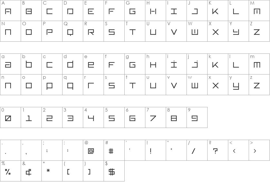 TypeOne font character map preview