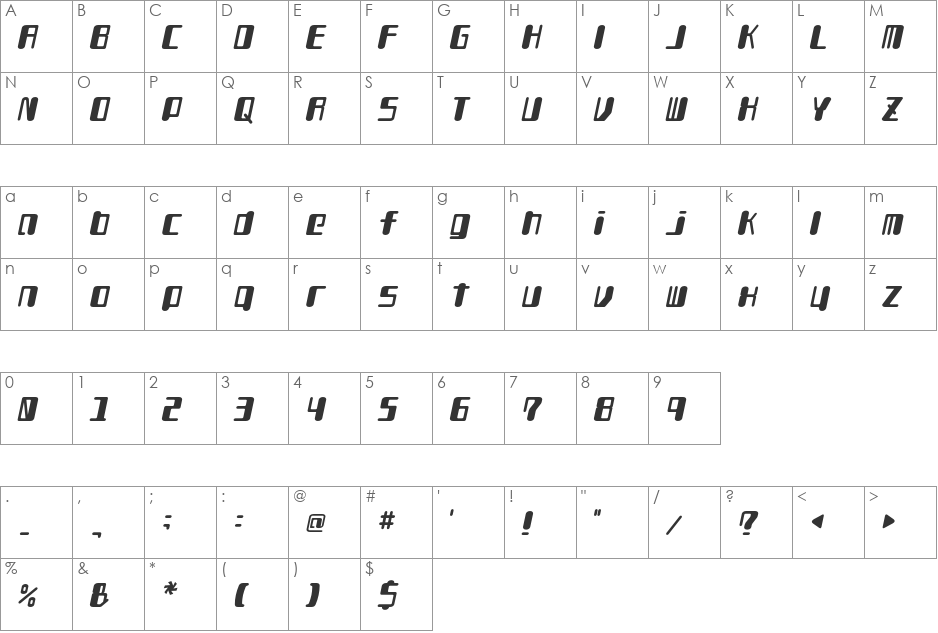 TYPEOUT2097 ALP font character map preview