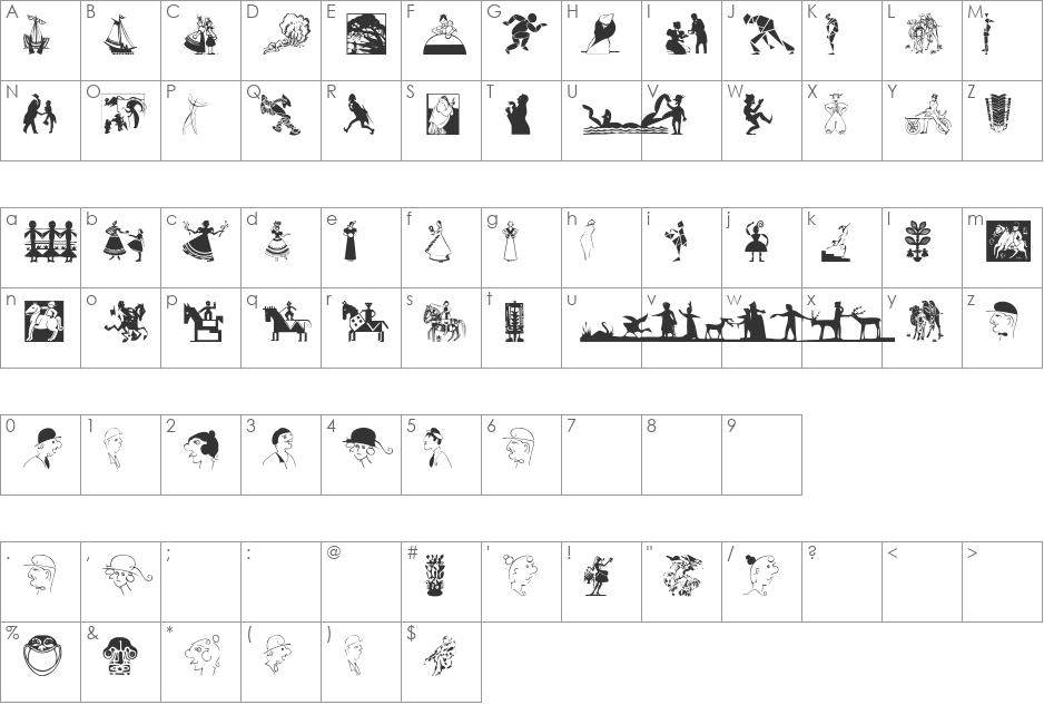 TypesAntiques font character map preview