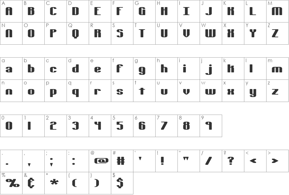 Typesource Extol S (BRK) font character map preview