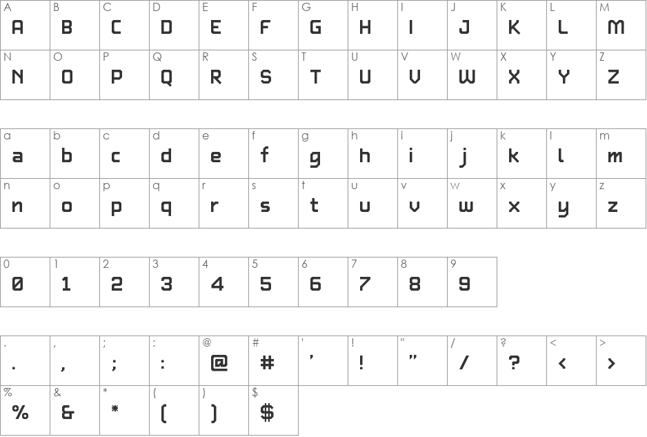 TypeTwo font character map preview