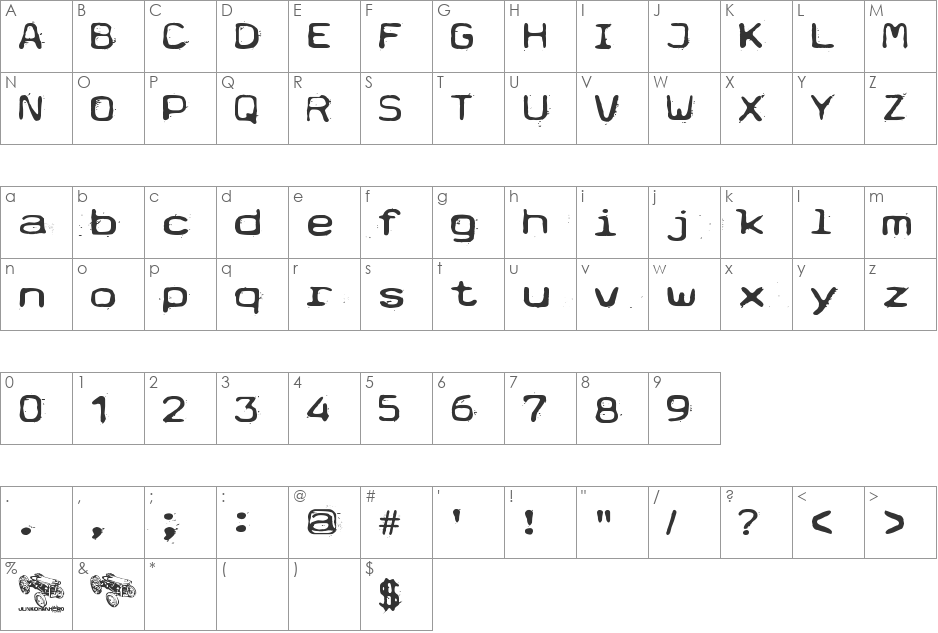 Typetype font character map preview