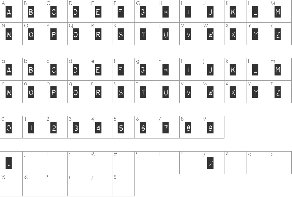 Typo font character map preview