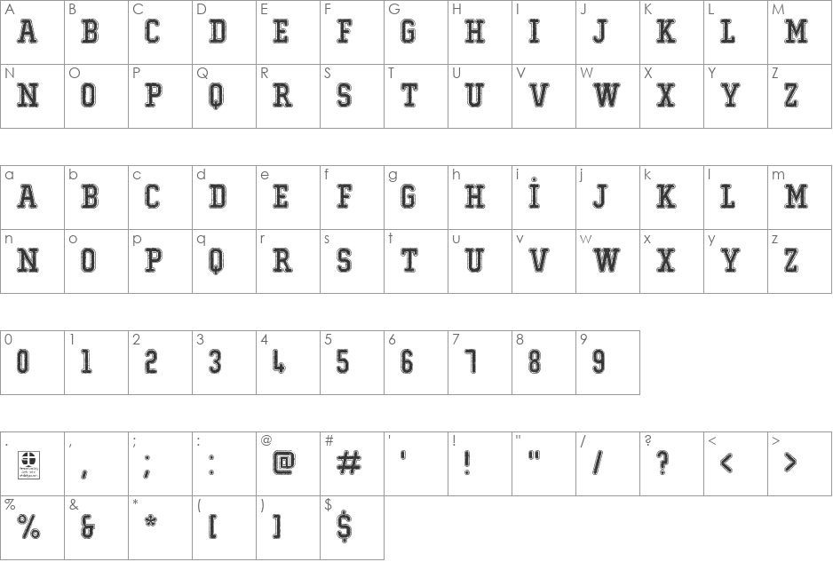 Typo College Dusty Demo font character map preview