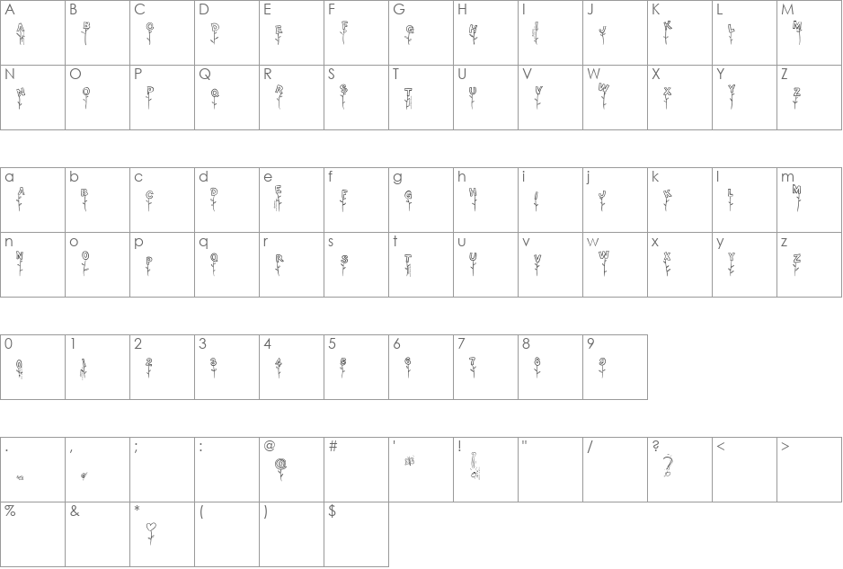 Typo Garden Demo font character map preview