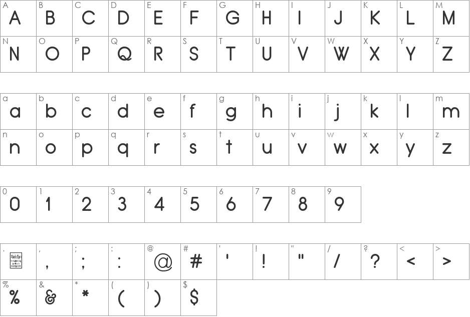 Typo Grotesk Rounded font character map preview